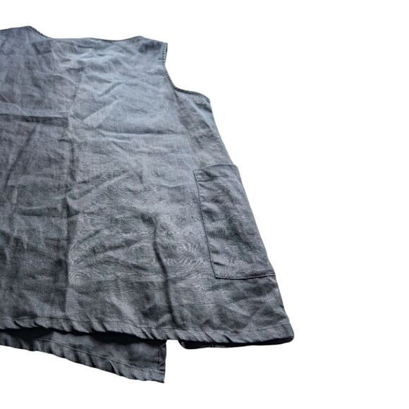 Chalet Et Ceci Black 💯 Linen Top W Pocket Large - Picture 5 of 9